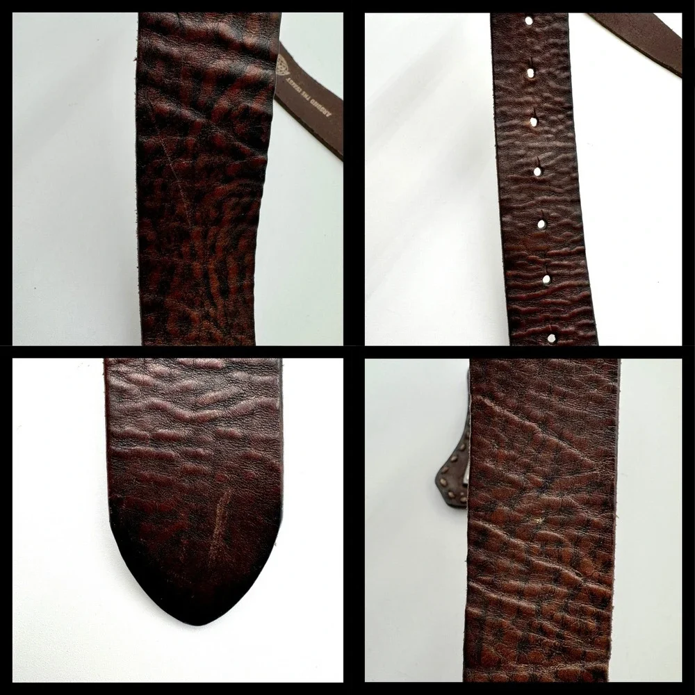 Fossil Full Grain Cowhide Leather Belt Distressed Whipstitch Buckle‎ 32 Brown